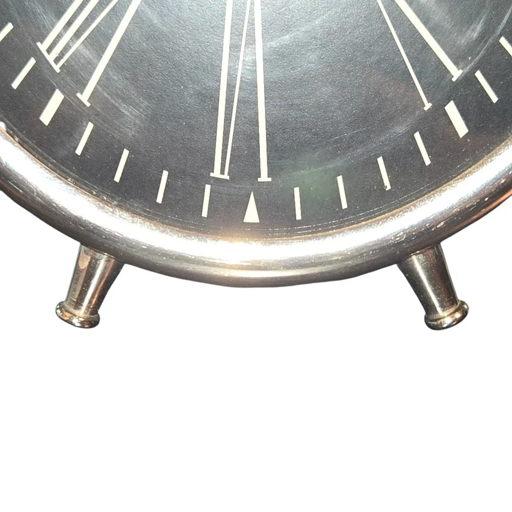 Franklin & Murphy Table Top Clock By Two's Company Silver Black Roman Numeral